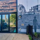 Cannon Pointe Chiropractic entrance with mural artwork.